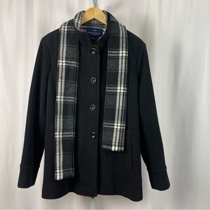 Mackintosh XL Wool Plaid Scarf Belted Longline Pea Coat Winter Warm Fleece